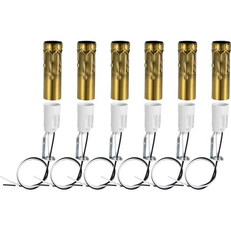 E14 Candélabre Base Ampoule Prise Support avec Fil 3 Pouce Laiton Bougie Couvertures Manchons Trousse 6 Ensembles (1/5)