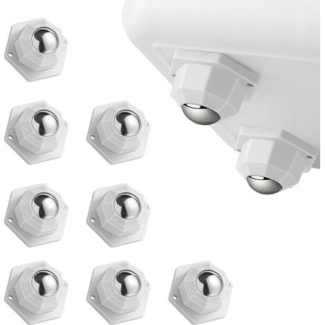 8PCS Mini Roulettes pour Meubles, Roue Meuble Charge 200KG, 360° Roulette Pivotante Autocollantes, Roulettes Silencieuses en ABS et Acier Nickelé pour Meubles Déménagement (Blanc) (1/5)