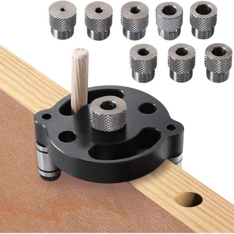 Set Gabarit Percage Vertical pour Perçage Repérage Centre, Positionneur Perforateur avec 9 Pièces 2-10mm Bagues Forage, Localisateur Perçage Verticale, Menuiserie Outillage,Guide Percage Bois Réglable (1/5)