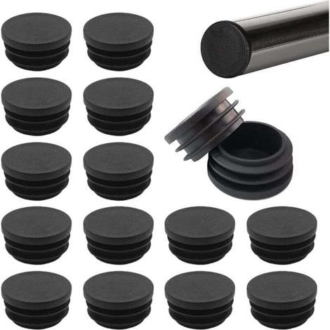 r Bouchon Pied de Chaise 20mm 50 Pièces Embout de Chaise Bouchon pour Tube Rond Bouchon d'Extrémité de Tube Noir Bouchon en Plastique Rond Embout Bouchons pour Tube de Chaise