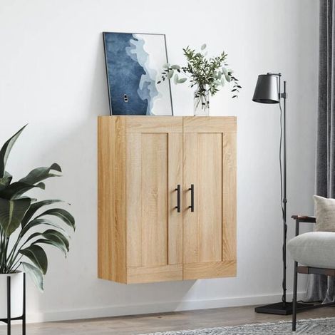 Étagère Murale de Rangement Style Chêne Sonoma, 69,5 x 34 x 90 cm, Meuble de Stockage en Bois d'Ingénierie pour Salon et Entrée (1/5)