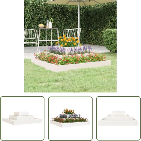 The Living Store Jardinière Blanc 80x80x27 cm Bois massif de pin - Jardinier - Pots De Fleurs - Plante - Balcon - Terrasse (1/5)