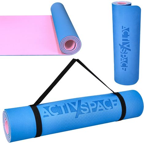 TPE-Matte für Fitness- und Yogaübungen, Schaumstoffmatte – rosa/blau – 0,6 cm