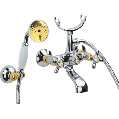 Gruppo vasca esterno con set doccia in colore cromo oro Gattoni Calypso 1150150CD Cromo/Oro (1/5)