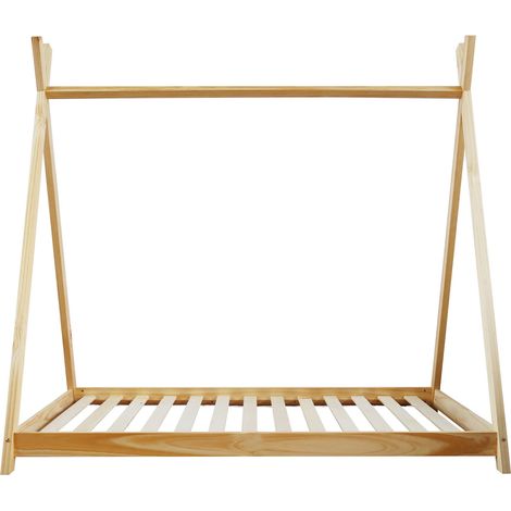 Rebecca Mobili Struttura Letto Singolo per Bambini Tenda in Legno Naturale 80x160 Cameretta
