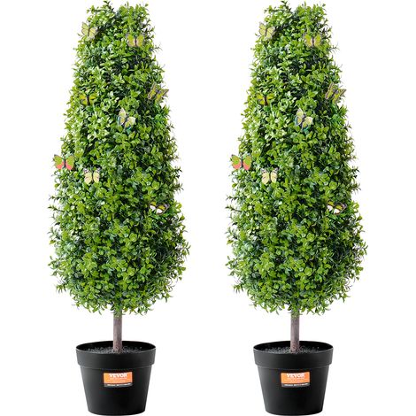 VEVOR Buis artificiel Topiaire 36pouces, lot de 2, classé UV, fausse plante verte avec feuilles et pot, petite décoration, adapté à l'aménagement intérieur et extérieur