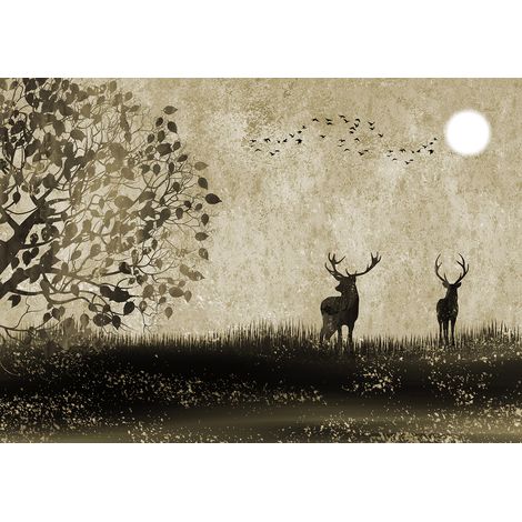 Papier peint panoramique - Forêt Cerfs - 457 cm x 320 cm (1/2)