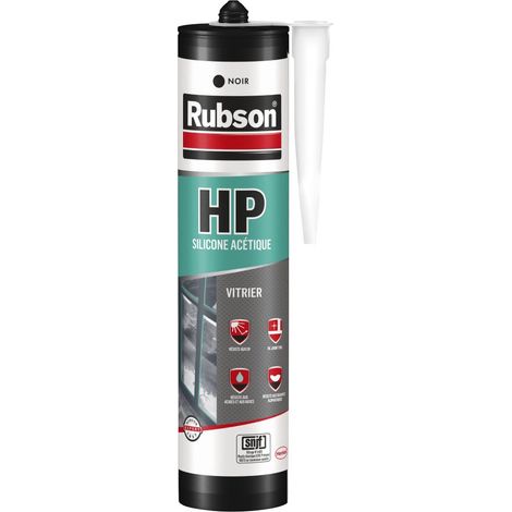 Rubson HP Mastic Vitrier à base de silcone acétique, certifié SNJF, Coloris Noir, Cartouche de 300ml