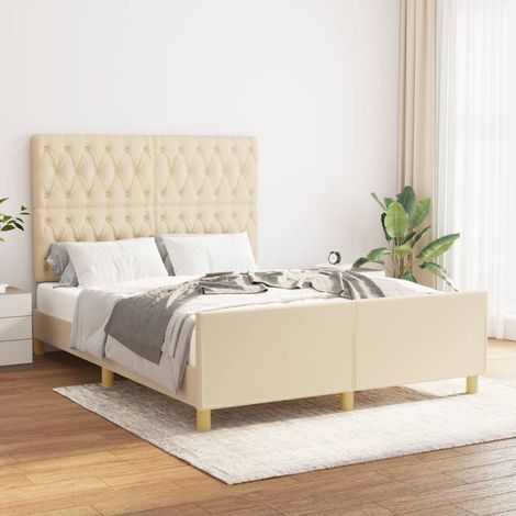 Cama sin colchón tela color crema 140x200 cm vidaXL (1/5)