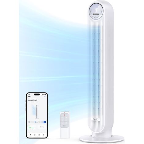 Ventilateur tour intelligent avec fonction WiFi, ventilateur silencieux avec contrôle vocal et télécommande, oscillation à 90°, 4 modes, 4 vitesses, minuterie 8H, ventilateur de refroidissement (1/5)