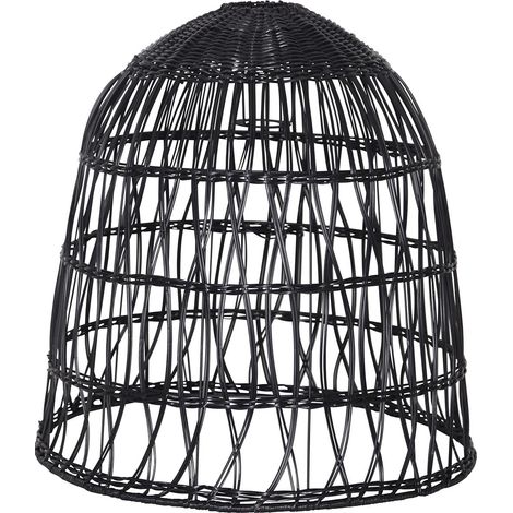 Geflochtener Lampenschirm ,Knute, aus Rattan, groß, schwarz, E27, outdoor (1/4)