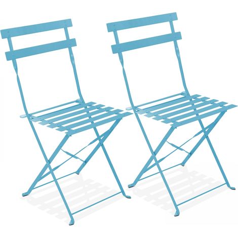 Oviala – Lot de 2 chaises pliantes en acier – Anti-rouille et anti-UV – Dimensions 42x46x82cm – Poids 4kg – Pour extérieur et terrasse (1/5)
