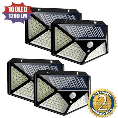 Lampe Solaire Murale 100 LED avec Détecteur de Mouvement IP65 Étanche - Noir (1/4)