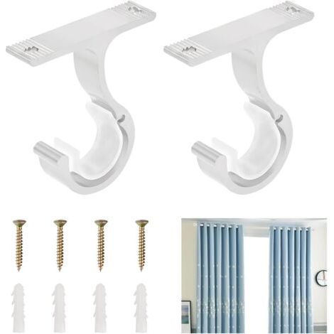 Lot de 2 Support de Tringle à Rideaux, Support de Tringle à Rideau pour 20 à 28 mm, Support Tringle en Alliage D'aluminium, Support de Tringle de Plafond pour Rideau ou Armoire