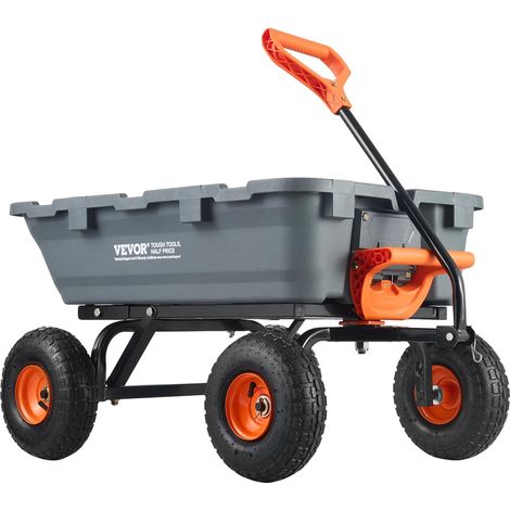 Chariot à Benne basculante, capacité de Charge 363 kg, Chariot de Jardin en polyéthylène Robuste avec Cadre en Acier, poignée Convertible 2 en 1, Roues 255 mm, brouette Utilitaire pour pelouse (1/5)