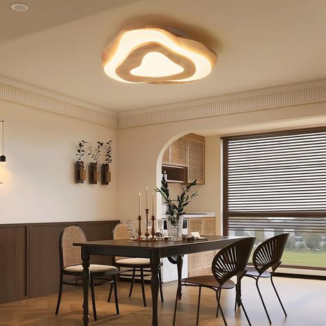 Plafonnier LED En Bois, Nuages Ø45cm 35W=2800lm, Plafonnier Pour Chambre D'Enfant À Intensité Variable 3000K-6000K, Abat-Jour En Acrylique Léger En Forme De Cœur Plafonnier Enfant Rond Moderne (1/5)