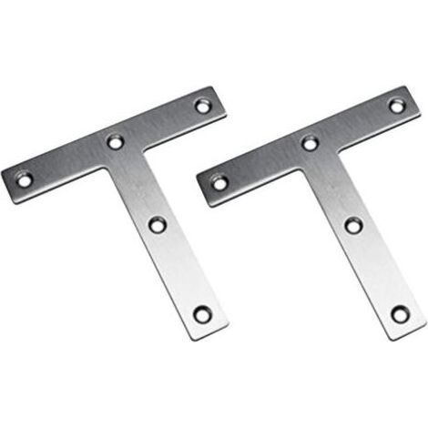 (Lot de 2)Pattes d'assemblage en Forme de T, 120 x 120 mm Supports de Fixation Droits Plats, Plaque de Fixation Meubles, Équerres Plaquées Réparation Support en Acier Inoxydable (1/4)
