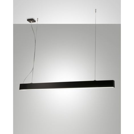 Lampada a Sospensione Next in Metallo e Policarbonato Nero, LED 45W 5460lm 3000K, Regolabile in Altezza fino a 2000mm, IP20 Classe 1