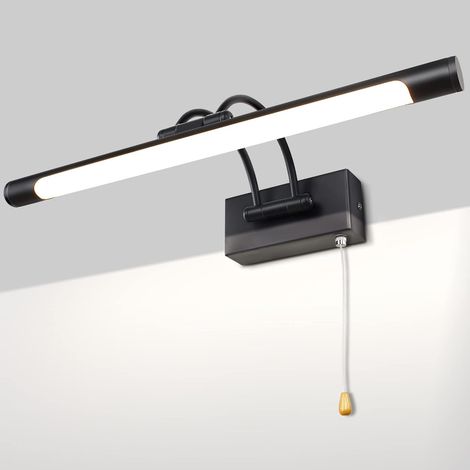 Applique murale LED 8 W IP44 pour miroir, éclairage de salle de bain noir mat, éclairage intérieur avec interrupteur, 40 cm, 3000 K, applique pour tableaux et vitrines, bras réglable, lampe de lecture