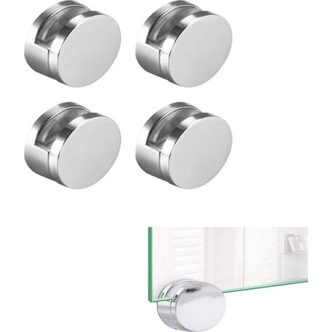 [4 pièces] Supports d'étagère en verre rectangulaires sans cadre réglables Supports de fixation robustes Clips d'étagère