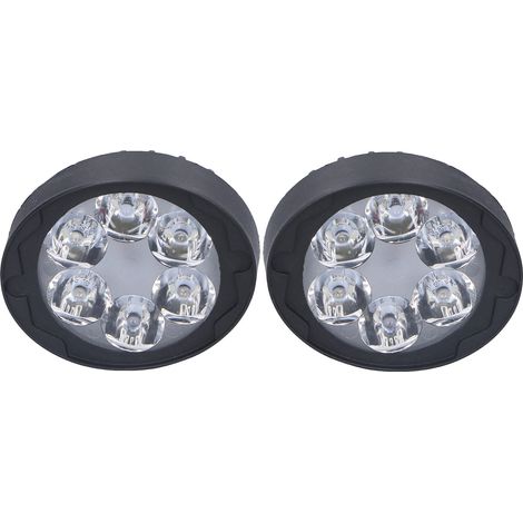 Lot de 2 projecteurs de rétroviseur 12 V à 6 LED, 6000 K, 1000 lm, feux de croisement/route pour moto (1/5)
