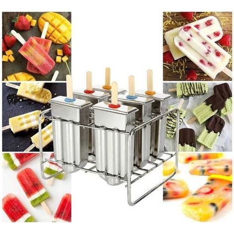 Moule à Glace en Acier Inoxydable, Moule à Glace à Faire Soi-MêMe, Moule à Popsicle en Acier Inoxydable Adapté Aux Enfants et Aux Adultes DIY CrèMe GlacéE Maison, Sucettes GlacéEs