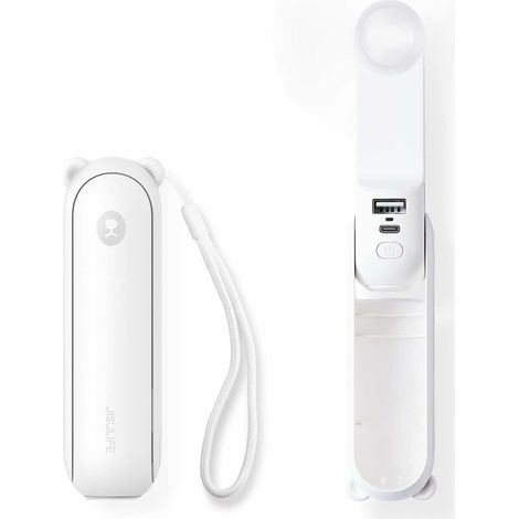 Mini ventilateur portable, ventilateur portatif 3 en 1, ventilateur de poche rechargeable, ventilateur alimenté par batterie avec batterie externe, fonction lampe de poche (1/4)