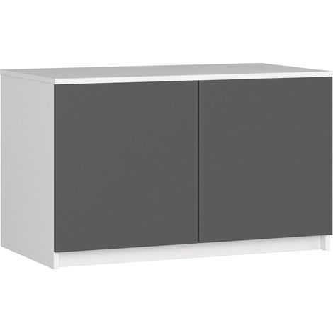 Altillo para armario AKORD S90 Blanco 90 cm 2 puertas frente en color Grafito Gris 2 estantes 90x51x55 cm (1/5)