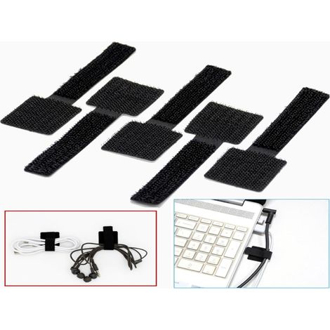 Attache-Câbles - Bande Velcro Réutilisable - Pour Câbles Électriques et Données - Noir - Lot de 10 (1/5)