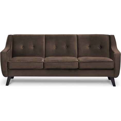 KONSIMO TERSO Sofa, 3 Sitzer im zeitlosen Design, Velours-Bezug, braun (1/3)