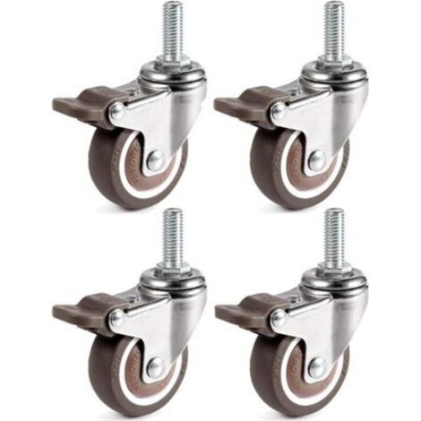 4 Pièces Roues Pivotantes, 25mm M6 x 15mm Pole Roulettes de Meubles pour Chariots- (1/4)