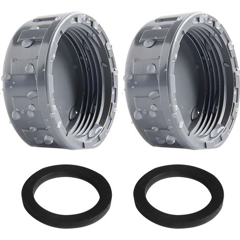 2 Pièces Bouchon PVC Fileté 50mm avec Joints Caoutchouc, Bouchon de Conduite Fixation pour Connexions Tuyaux, Robuste pour Jardin et Plomberie (1/5)