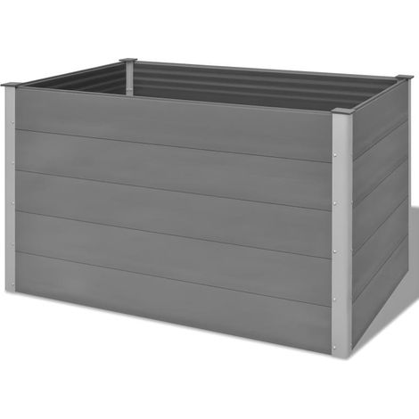 Jardinière lit surélevé plantes fleurs jardin WPC 150 x 100 x 91 cm gris (1/5)