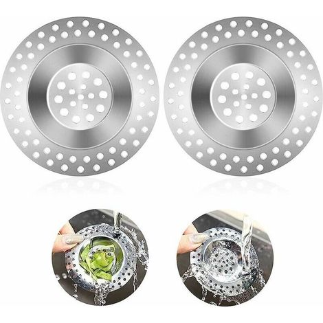 2 pièces Bouchon de crépine d'évier de Cuisine, Protecteur de Drain de crépine, Attrape-Cheveux d'évier en Acier Inoxydable Bouchon d'évier Attrape-Cheveux (1/5)