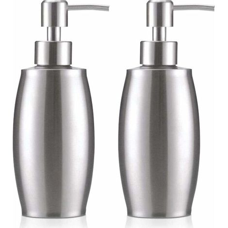 Soap Dispenser, 350ML Stainless Steel Liquid Soap Dispenser, Bathroom Liquid Soap Lotion Dispenser, Kitchen Sink Liquid Soap Dispenser, Disinfectant, Bathroom (2pcs) (1/5)