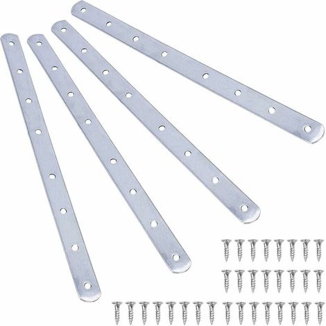 Patte D Assemblage - Support De Fixation Métallique Droit Plat En Acier Inoxydable - Pour Renfort Meuble Chaise Lit Armoire - 4 Pièces (1/5)