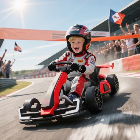 Go-kart elettrico per bambini 24V, sedile regolabile, 12 km/h, rosso e nero OKMYHOME (1/5)