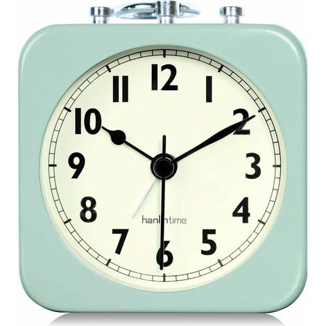 8.5cm Reveil Analogique Vert d Eau Carré Silencieux Petit Réveils de Voyage Métal pour Enfant Chambre Chevet Salon Bureau (1/5)