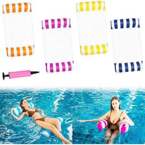 4pcs Hamac pour Piscine,Pliable Flottant Hamac Gonflable,4 in 1 Matelas Filet Piscine Gonflable,Hamac à Eau avec Filet et Pompe à Air,Adultes et Enfants,Piscine et Plage (1/5)