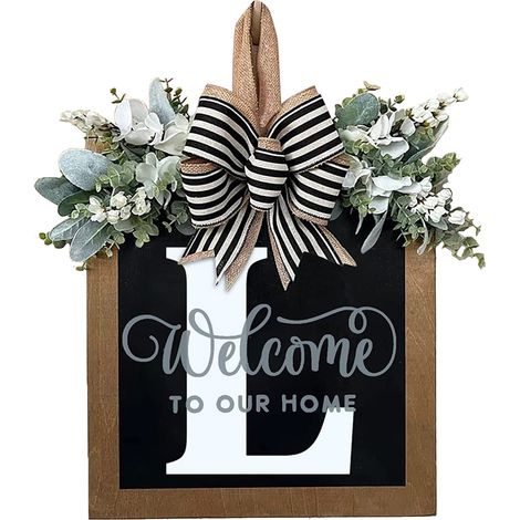 Panneau couronne porte avant personnalisé, lettres, décoration, multicolore, maison, avec accessoires fournis (1/5)