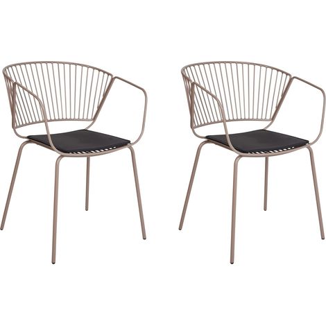Set of 2 Dining Chairs RIGBY Metal Beige