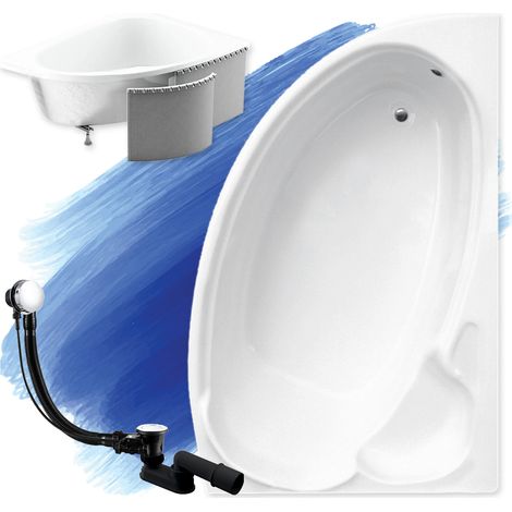 Baignoire Bain d'angle 170x110 Droite avec des panneaux en polystyrène, Siphon de bain et pieds (support) - Set 4en1 - Fabriqué UE - BADLAND FINEZJA