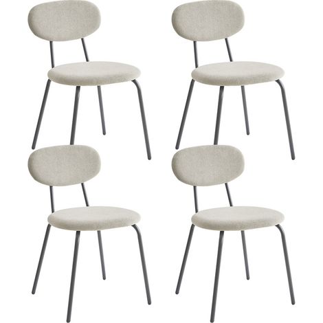 Wokaka Set da 4 sedie – Sedie da pranzo minimaliste – Sedie in metallo – con schienale imbottito (Bianco) (1/5)