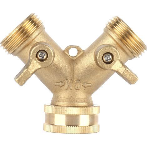 Zweiwege-Y-Schlauchverteiler aus Messing, G3/4-Typ, mit Kugelhahn für Gartengewächshaus (1/4)