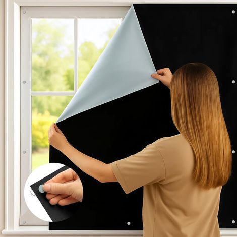 JF HOME BLISS Magnetic Blackout Blinds for Windows 100% Light Blocking, Portable No Drill Blackout Curtains with Strong Magnets & Silver Coating, Cut to Any Size Blackout Window Covers (130  145cm) (1/5)
