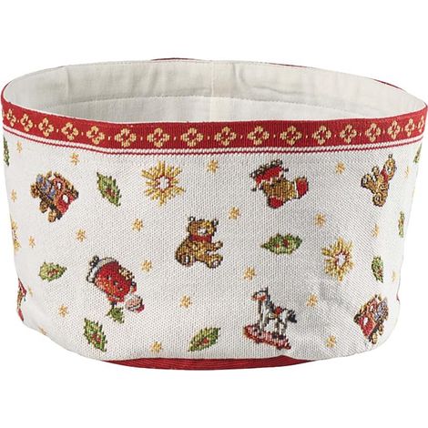 Corbeille à Pain Rouge et Blanc, Corbeille Pain Noel, Panier a Pain, Corbeille Decorative, Décoration Noël Table, Coton, Polyester (1/3)