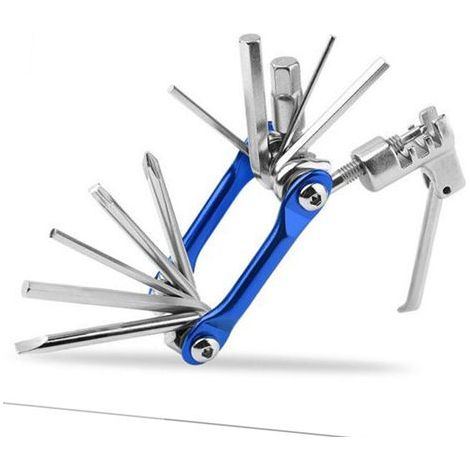 11 en 1 vélo multi-outil disjoncteur de chaîne clé hexagonale fente tournevis croisé outils de réparation multifonctions bleu (1/5)