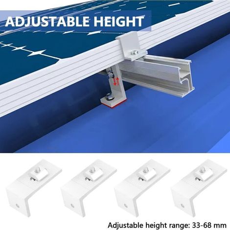 Support de montage photovoltaïque pour toit en tuiles d'acier de couleur, pied en L, 8 pièces, support en alliage d'aluminium pour panneau solaire,de