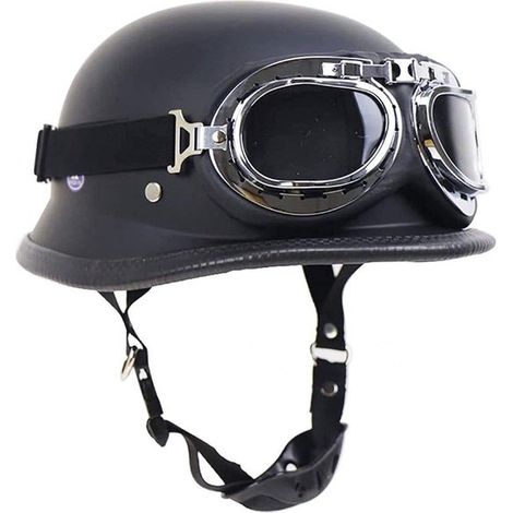Casque jet demi-jet pour moto et scooter, homologué pour la route, double certification de sécurité, taille XL (61-62 cm), noir mat (1/5)