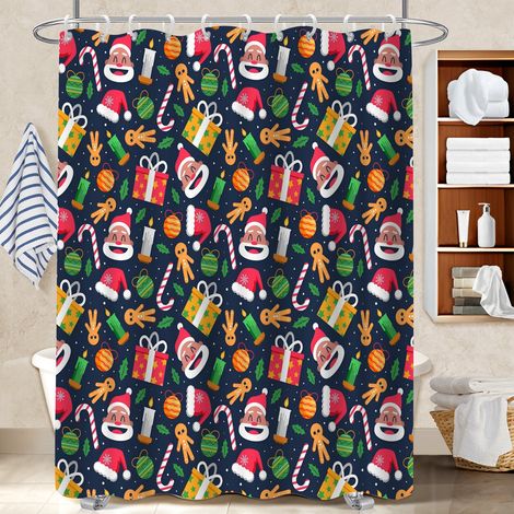 Kit rideau de douche en polyester 180x180 lavable protection douche pour votre chalet à la montagne (1/5)